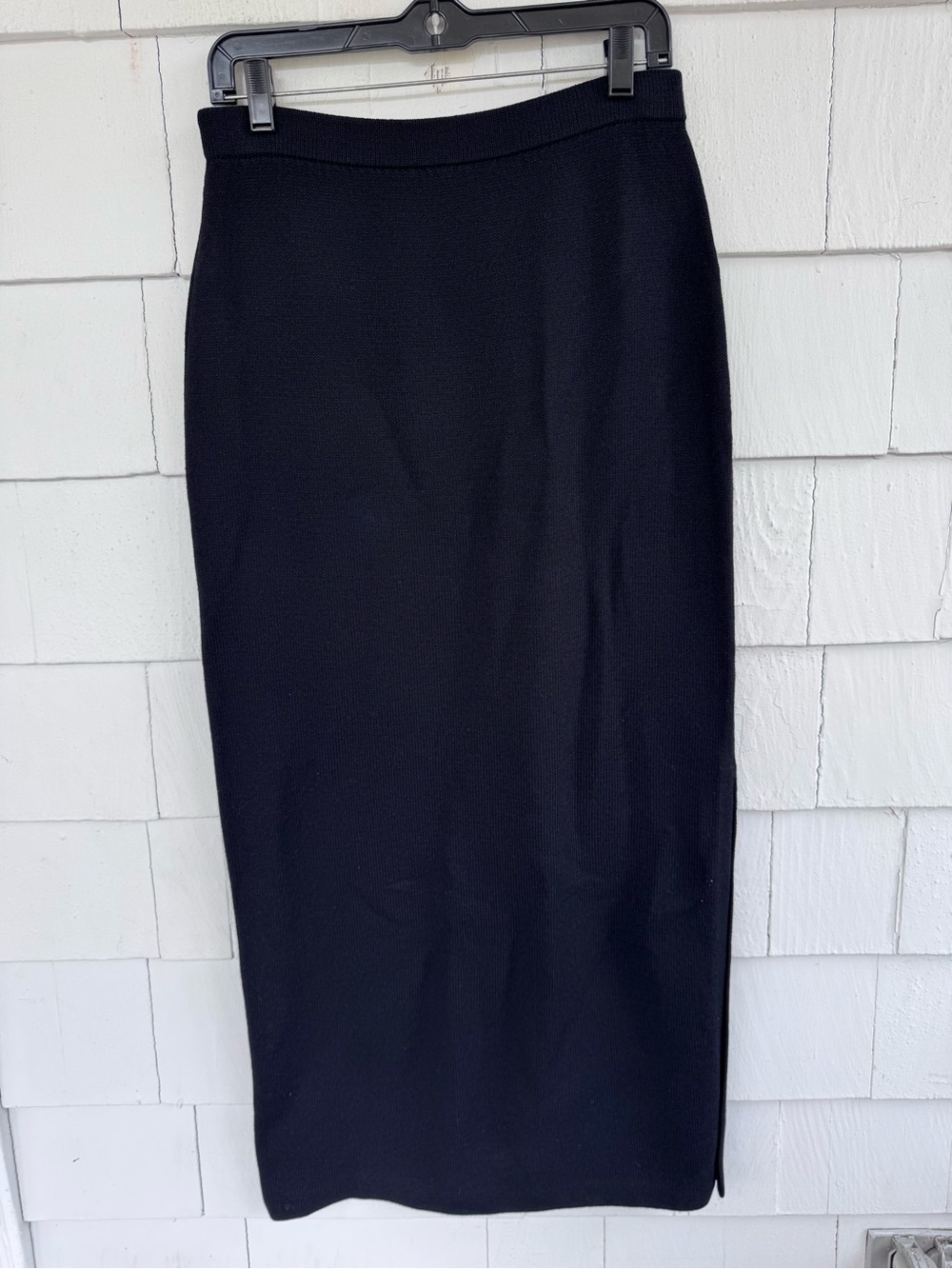 St. John Santana Knit Side Slit Maxi Skirt Black size 8